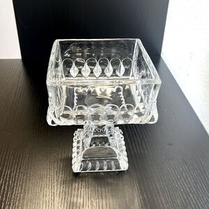 Unique Vintage Tall Square Glass Candy Dish
